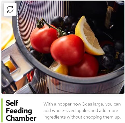 Hurom H -200 Máquina de espremedor eletrônico e fácil de limpar - Auto -alimentação lenta suco lentamente W BIG MUITE SUPPER para encaixar frutas e vegetais inteiros - Vida saudável - enxágue