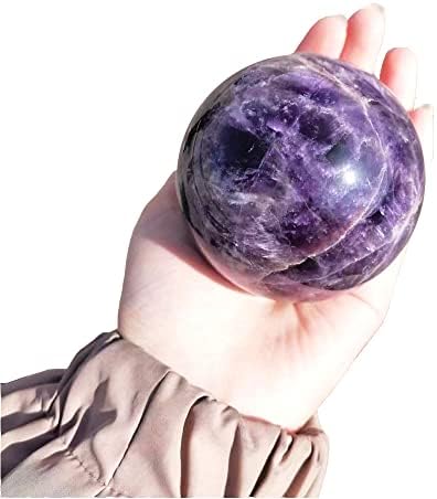 Ariou 1.54lb-1.87lb Cristal natural sonhador de ametha de bola natural de ametha de bola de bola de cristal cúmulo de pedra preciosa reiki decoração de casa