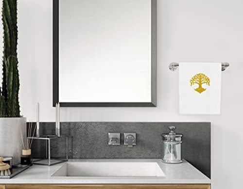 Voya - Algodão turco bordado de luxo - 13 ”× 13” de pano para banheiro, cozinha, hotel, spa, academia -white
