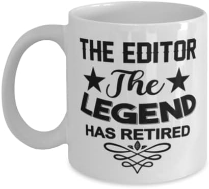 Editor MUG, The Legend se aposentou, idéias de presentes exclusivas para editor, copo de chá de caneca de café branco