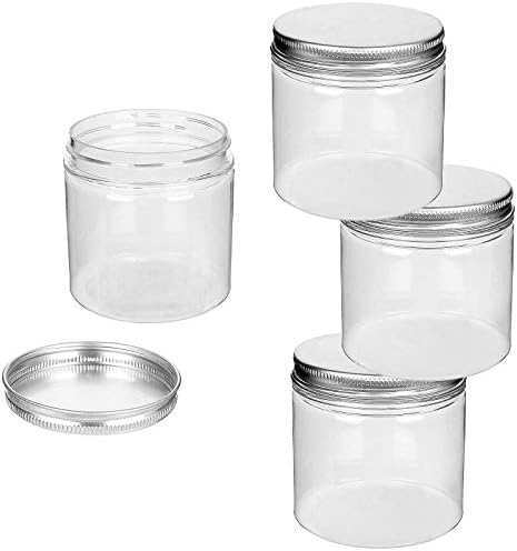 24 Pack 6 oz pequenos frascos de plástico com tampas, potes de armazenamento de alimentos de boca larga, recipientes