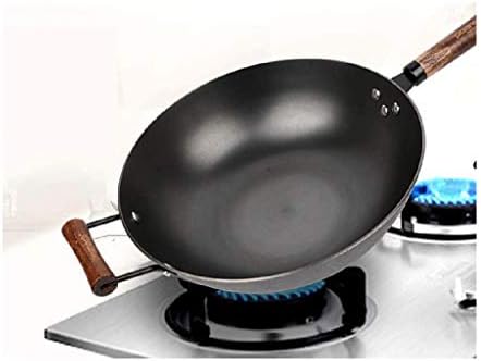 Shypt tradicional martelado a aço carbono wok, livre de toxinas, wok saudável, lava -louças de utensílios de metal, preto,