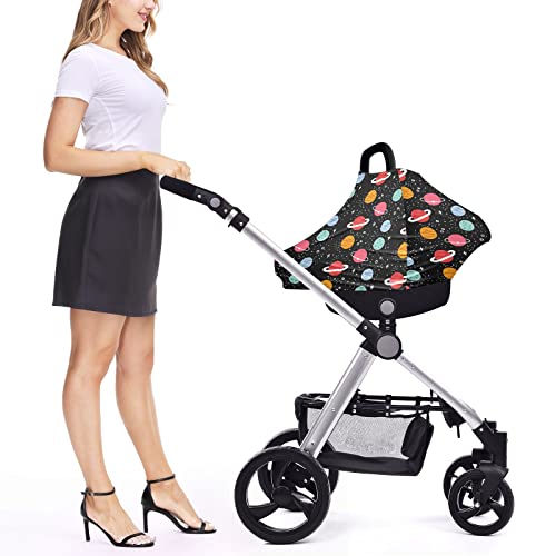 Capas de assento de carro para bebês Espaço externo Planet colorido Cobertura de enfermagem Campa de carrinho de cachecol