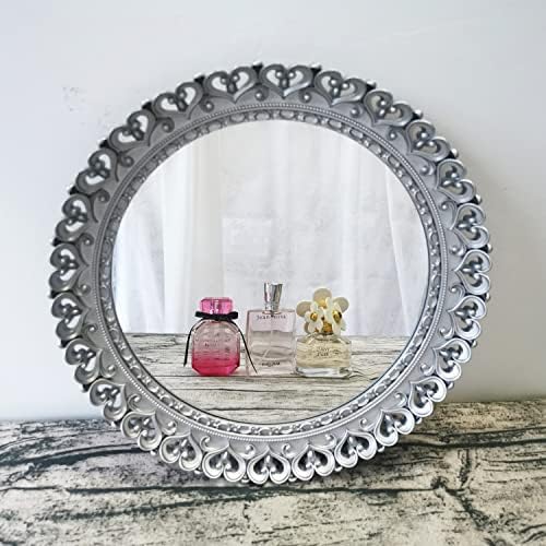 Bandeja de espelho da coroa de Hamphinee, bandeja de organizador de cômodos ， bandeja de espelho de perfume decorativo, bandeja de servir, 12 ”x12, prata