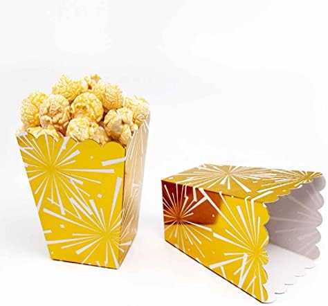 Gold Pipoca Caixas Gold Mini Paper Popcorn Box Festival Festival Popcorn Container para suprimentos de festa, pacote de 36