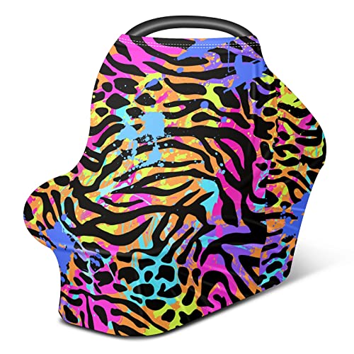 Tampa de assento de carro para bebês colorido abstrato animal leopardo padrão tampa de enfermagem capa de carrinho de cachecol