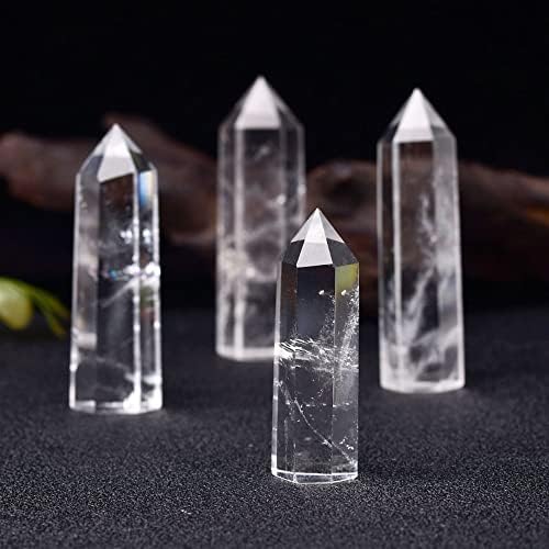 OurEco Natural Magic Natural Cristal Claro Quartz Transparência Ponto Cura de Pedros Prisma Hexagonal de 50-80mm Decoração de Pedra de Pedra de Pedra de Redisos de Recurso 1pc