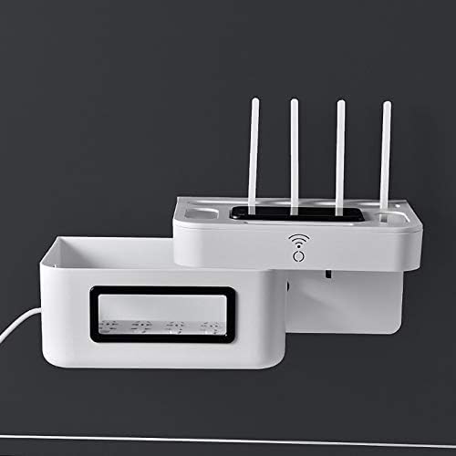 Caixa de armazenamento do roteador Wi -Fi sem fio Anncus, prateleira pendurada de parede separada para o organizador de cabos do roteador Organizador do carregador de energia Organizador de armazenamento - rack -