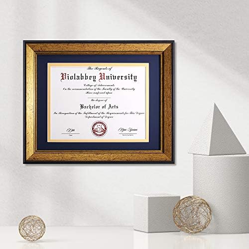 Violabbey 11x14 Diploma Frames Ouro, Certificado de 8,5x11 polegadas ou diploma universitário com MAT ou 11x14 polegadas sem