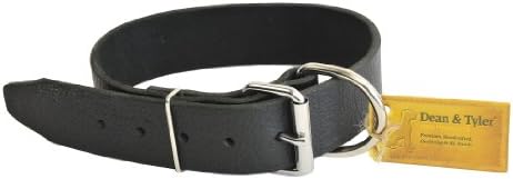 Dean e Tyler B e B, colar de cachorro básico de couro com forte hardware de níquel-preto-tamanho 32 polegadas por