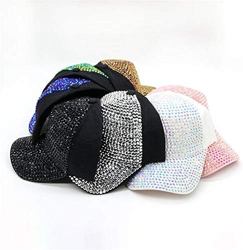 Andongnywell Mulheres Rhinestone Baseball Cap bling algodão chapéu Hip Hop Caps Diamante Visor Sun Hats for Men Mulheres