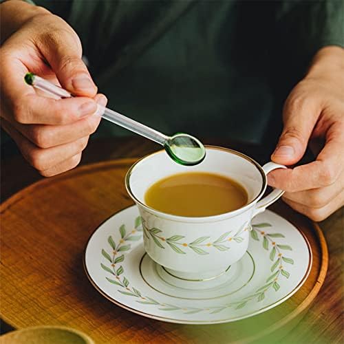 Gelelayar 5 pedaços colheres de vidro para colher de chá de café de vidro Colo