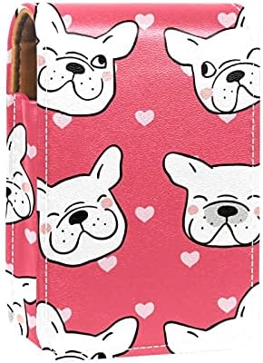 Pug Dog Animal Lip Gloss Batom Case de batom portátil Bolsa de maquiagem Lipstick Organizer Case With Mini Mini Lipstick Storage