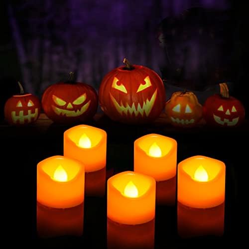 Velas Choice Battery Operou Luzes de chá sem chamas laranja LED LED ELÉTRICO FALSO VOTIVO VELIGHT VELAS VELAS HALLOWEEN Pumpkin Ação