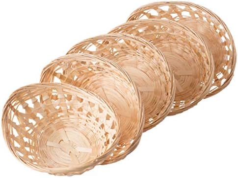 Vintiquewise qi003504.l.5 Conjunto de 5 bandejas de armazenamento de cesta de pão oval de bambu natural, marrom