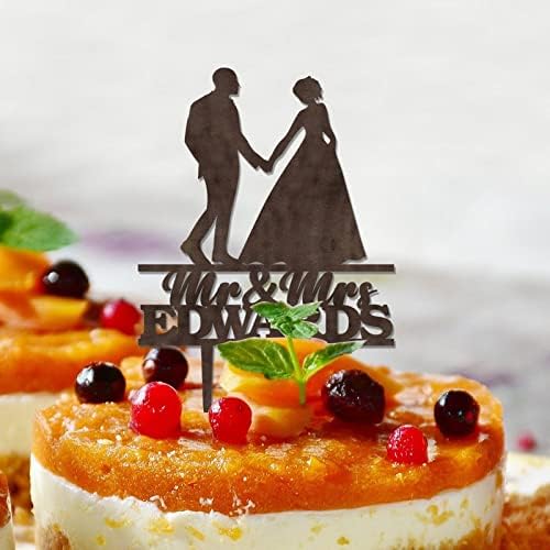 Bolo de casamento rústico Topper de madeira marrom personalizado rústico para casais para noivado de casamento Decorações