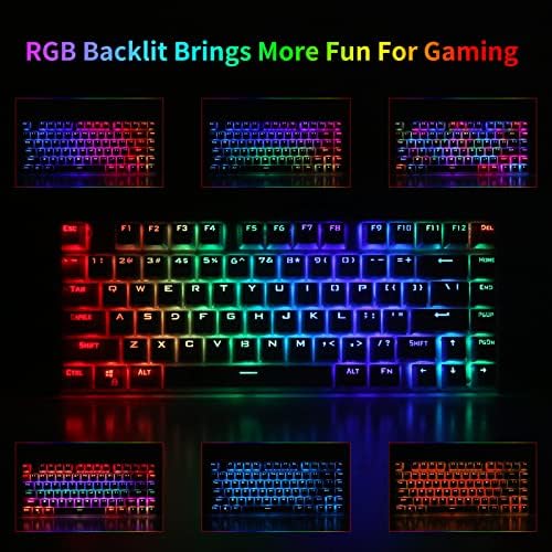 Teclado mecânico Okkid 60%, teclado de jogos com fio Z88, interruptor vermelho, retroiluminado RGB, teclas compactas 81, para
