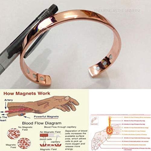 Pulseira de cobre Simyoung ajustável para artrite com 6 ímãs comumente usados ​​para alívio da dor e cura magnética