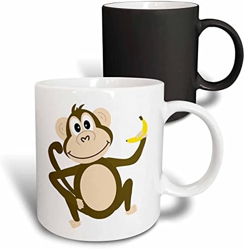 3drose legal macaco engraçado comendo um desenho animado de banana - canecas