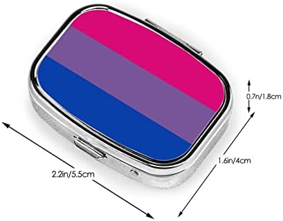 Bissexual Bandeira do Pride Square Mini Pill Box Travel Friendly Portable Compact Pill Case com espelho