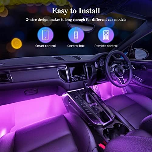 Luzes de carro interiores de tenmiro, acessórios para carros LUZES DE LED para carro, controle inteligente de aplicativos