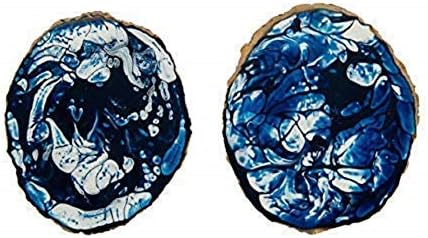 Conjunto de montanha -russa de resina AGATE Sharvgun, 12,7 x 12,7 x 0,5 cm, conjunto de ouro azul de 2 peças feitas por artesão indiano