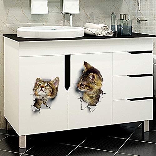Wmdecal 12pcs removíveis 3d desenho animado gatos de animais vinil adesivos de parede de vinil fáceis de descascar e