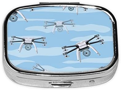 Drones Flying Drones Square Mini Pill Case com Mirror Travel Friendly Portable Compact Compartamentos Pílicos Caixa de