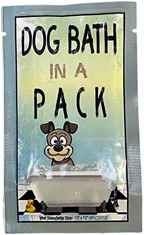 Banho de cachorro em um pacote - maiores toalhetes de banho úmidos e cães de preparação em tamanho de pacote individual perfeito para viajar ou quando em movimento 4ct.