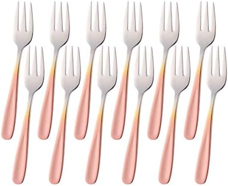 Dongbo Mini Forks Conjunto de 12, 5,4 polegadas de sobremesa de aço inoxidável Forks, pequenos garfos de aperitivo, salada de coquetel