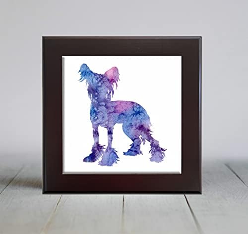 Abstrato roxo chinês cão cães aquarela de telha decorativa