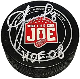 Igor Larionov assinou Detroit Red Wings Adeus com o Joe Game Puck - HOF 08 - Pucks de NHL autografados