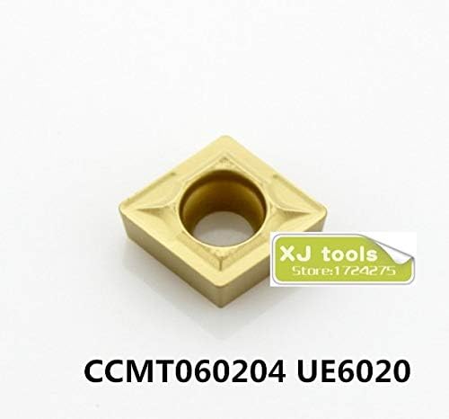 FINCOS 10PCS CCMT060202 UE6020/CCMT060204 UE6020/CCMT060208 UE6020 Inserções de carboneto para SCLCR, lâminas girando, dicas de corte para aço -: CCMT060204 UE6020)