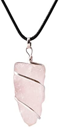 Rose Quartz Stone Cristais de cura natural e pedras de Crystal Pingents Colar para mulheres Boa sorte charme presente espiritual