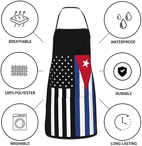 ParkNotes USA Cuba Cuban Bandle Kitchen Apron Mulheres cozinhando babador com bolso de cozimento à prova d'água Presente