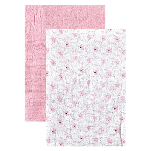 Hudson Baby Unissex Baby Cotton Muslin Swaddle Cobertors, ovelha rosa, 2 pacote