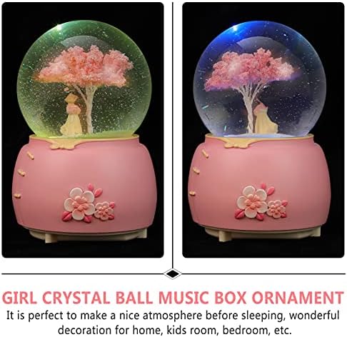 PretyZoom Glass Musical Snow Globo Luminous Snowflake Box Globo Music Box Hanfu Girl Figure Round Orb Globo Antigo estilo giratório Bola de cristal