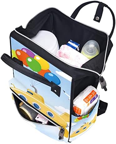 Mochila VBFOFBV Backpack de Bolsa, Bolsas de Nappha Bolsas de Viagem Multifuncional, Unissex e Elegante, Avião de Balão Cartoon Sky Sky