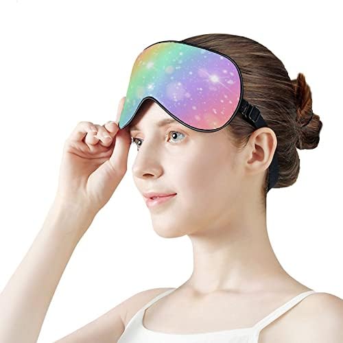 Brilhos Rainbow Sky Sleep máscara de capa noturna olho para mulheres bloqueia a luz para viagem de viagem tira ajustável