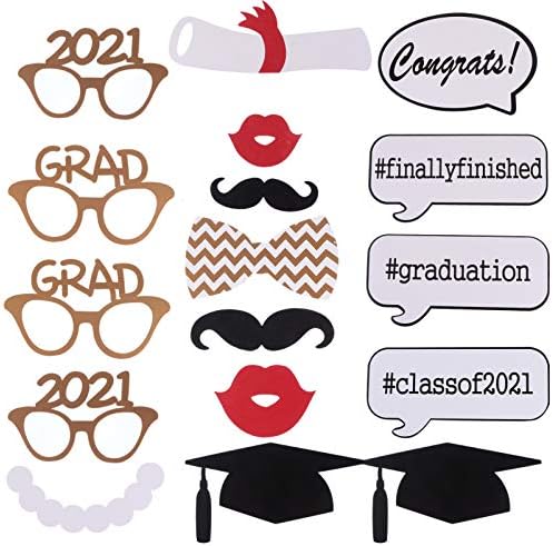 ABOOFAN 17PCS Graduation Photo Photo Photo Props Kit 2021 Graduação Faculdade de papel de festa de festa da parte fotográfica Aderentes Ornamentos fornecimento