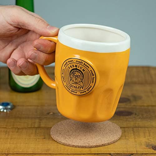 Paladone Pint of Beer Coffee, caneca de cerâmica de grandes dimensões, Golden