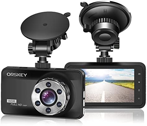 Orskey Dash Cam 1080p Full HD Car DVR Painel Camera Video Video Recorder em Câmera de carro Dashcam para carros 170 WDR de grande angular com 3,0 LCD Display Night Vision e G-Sensor