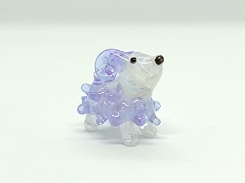 SANSUKJAI Ovelha para figuras minúsculas para a mão Blown Color Glass Art Animals Collectible Gift Home Decor, roxo