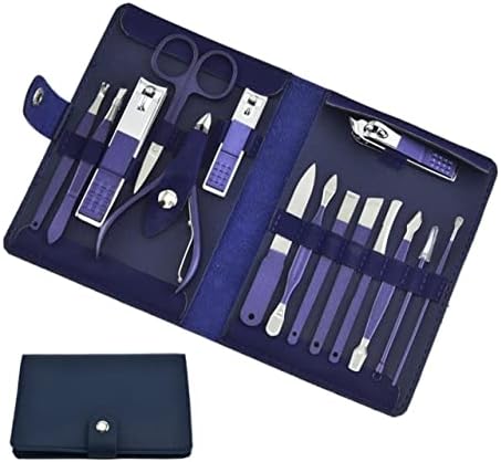 Founcy unhas Clipper Conjunto doméstico Blue Scissors Tweezer Pedicure Kits Professional Nails Art Kit Manicure Tool Conjunto de