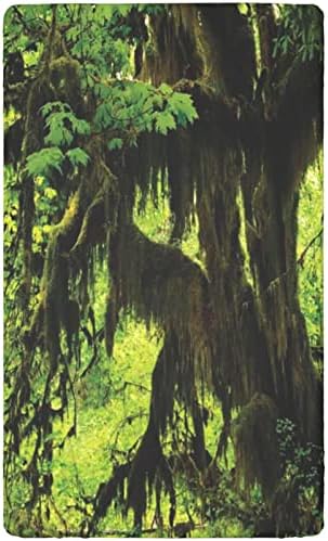 Mini-berço com tema da floresta tropical, lençóis de berço, lençóis de berço portáteis folhas de colchão de berço macias e elásticas de berço ou lençol de cama de criança, 24 “x38“, marrom verde