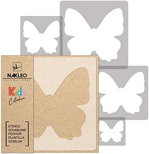 NAKLEO 5 PCS STENCIS DE PLÁSTICO REUSIÁVEL - Spinnaker de Butterfly Meadow 3-13.4 a 3,5 - Padrão Crianças Modelo de pintura