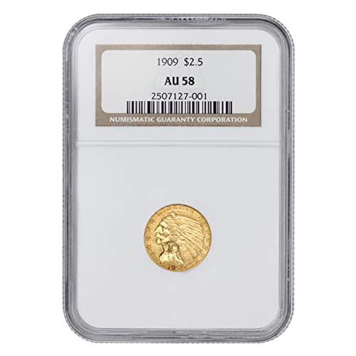 1909 American Gold Indian Head Quarter Au-58 $ 2,50 AU58 NGC