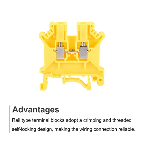 Meccanidade Din Rail Mount Terminal Blocks Tipo de parafuso Pacote amarelo UK3N de 40