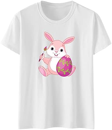 Camisas de Páscoa para Mulheres Bunny Prinha Bunny Manga curta Camiseta Tops