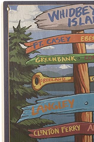 Whidbey Island, Washington, destinos assinam sinal de parede de madeira de bétula